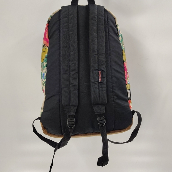 Jansport Right Pack Expressions Backpack Student Floral Coated Canvas Suede Lg - Picture 6 of 11